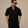 پیراهن مردانه پارچه لینن پنبه راه راه کد 1028